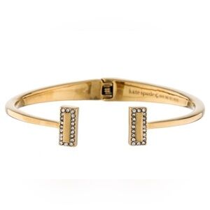 KATE SPADE Raising The Bar Women's Yellow Gold Tone Cuff Bracelet Crystals Pave
